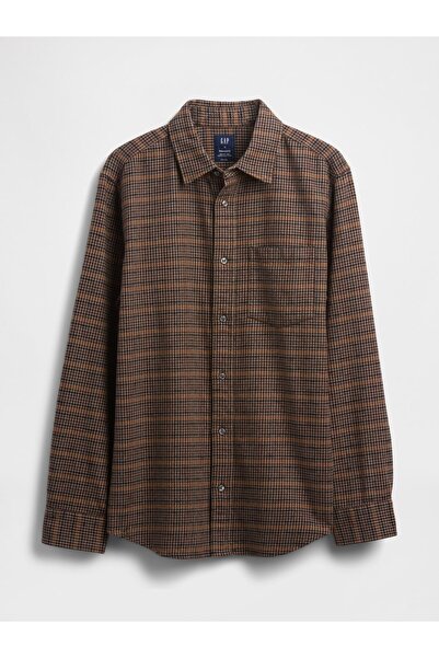 GAP Erkek Kahverengi Organik Pamuk Relaxed Flannel Gömlek