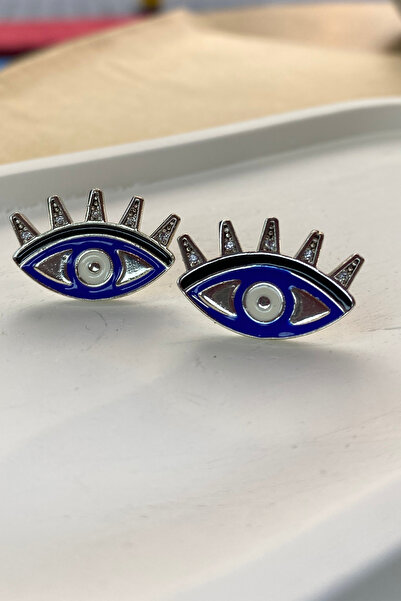 Qualia Butik أقراط نسائية من الفولاذ بتصميم العين