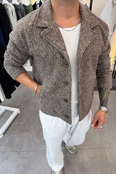 mass plus Slimfit Collared Button Closure Unlined Side Pocket Cashmere Jacket