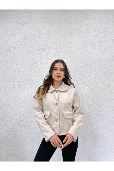 cottonage Short Suede Jacket with Pockets