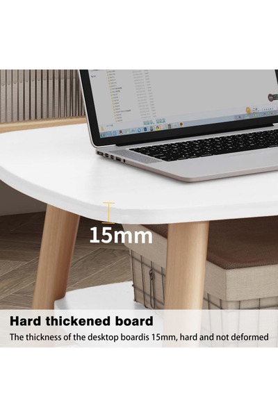 CHOIWIN Modern Double-Layer Coffee Table (120x58x42cm) - 15mm Thickened Wood Sofa Table with Stable Solid Le