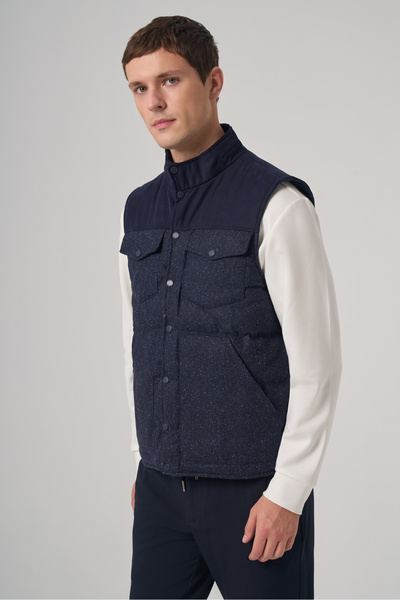 Morven Men's Navy Blue Trend Wool Puffer Vest
