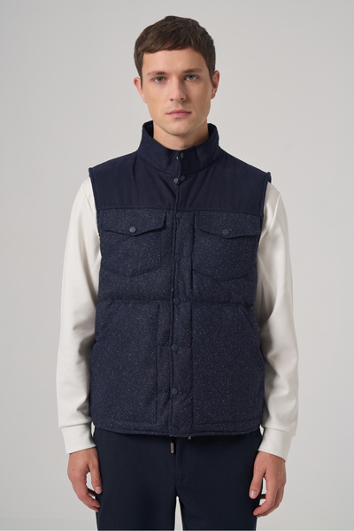 Morven Men's Navy Blue Trend Wool Puffer Vest