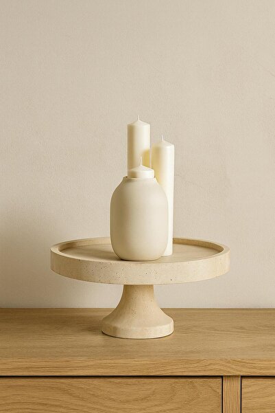 Modestmar Natural Travertine Decorative Stand - Presentation Tray