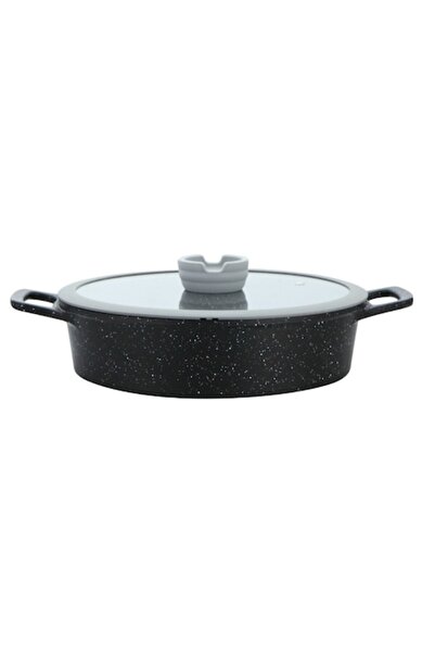 goldmann low casserole, cast aluminum, 28 cm, 4.5 L, glass lid, 3-layer nonstick, induction compatib