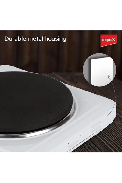 İMPEX HP-102 Electric Single Hot Plate (1500 Watts, White)