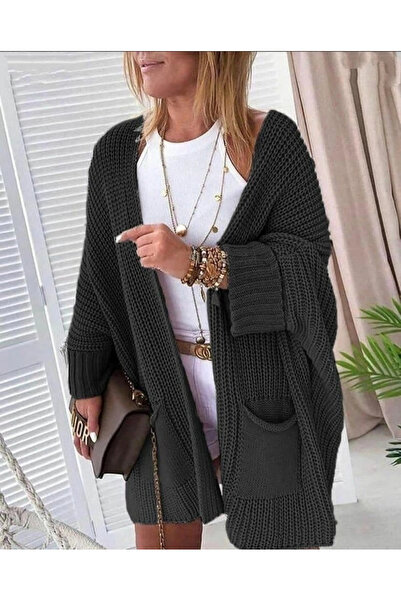 GENCULUS    Women's Oversize Mold Pocket Detail Casual Knitwear Cardigan