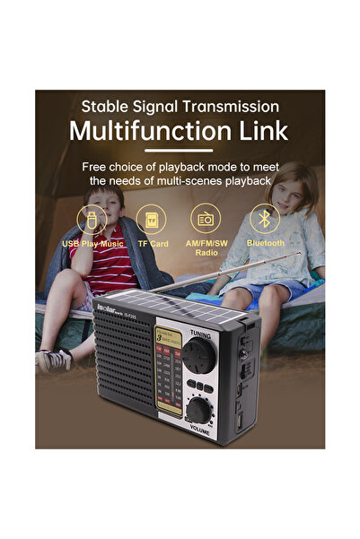 KBROAD Emergency radio with speaker, Bluetooth 5.0 compatible, flashlight, multi-band radio