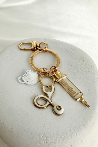 Modex Gold Yellow Stethoscope Degree Figured Bag Accessory Keychain