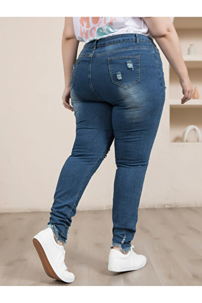 FridayIn Street style Solid color Hole Buttons Plus Size Bottoms