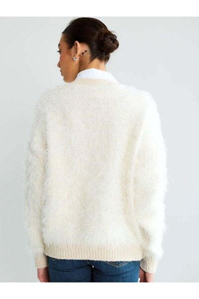 Robin 95017 Shirt Detailed Knitwear Sweater Ecru