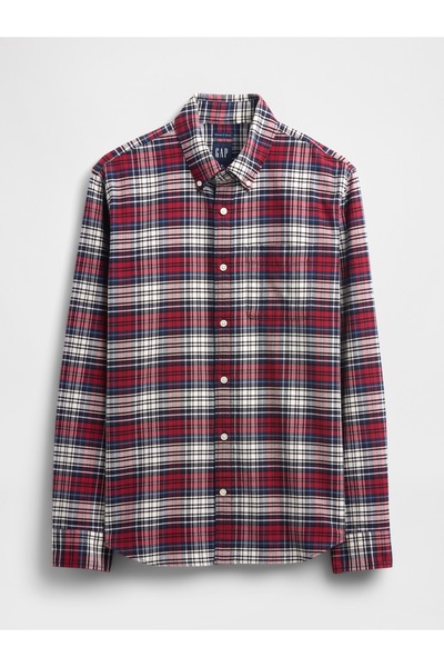 GAP Erkek Mavi Kareli Oxford Gömlek