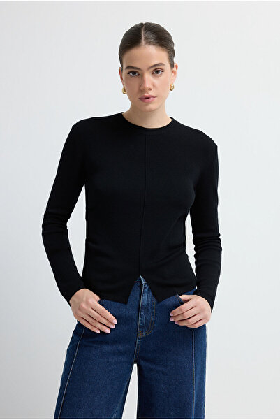 adL Yan Detaylı Yün Triko Bluz