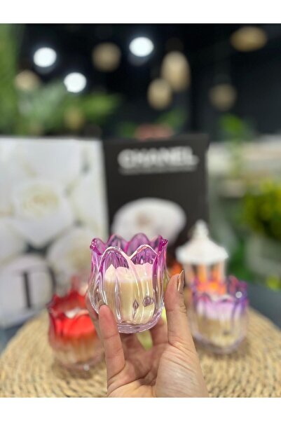 Ekodoğa Çiçek Desenli Kokulu Mum Dekoratif Mum Hediyelik Süs Eşyası