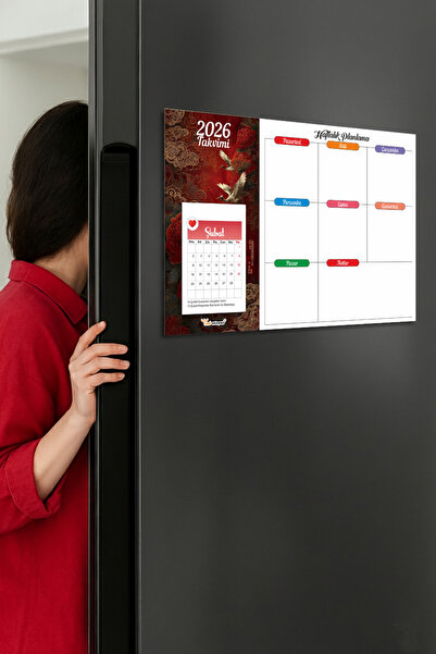 Tieni 2026 Takvimli | Buzdolabı Magnetli Haftalık Planlayıcı | Silinebilir Mı...
