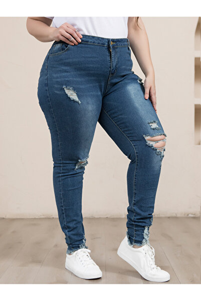 FridayIn Street style Solid color Hole Buttons Plus Size Bottoms