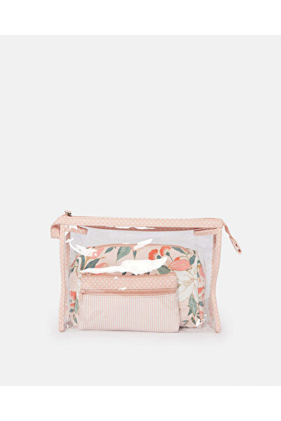 REDTAG مجموعة حقائب مستحضرات التجميل باللون الوردي (3 قطع)