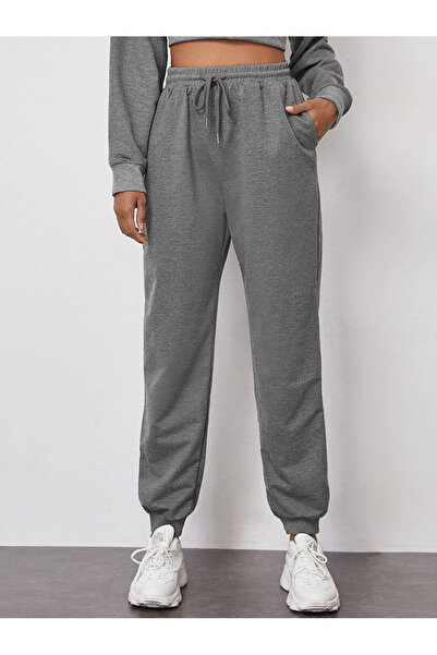 FridayIn Fast fashion Solid color Waist drawstring Pants