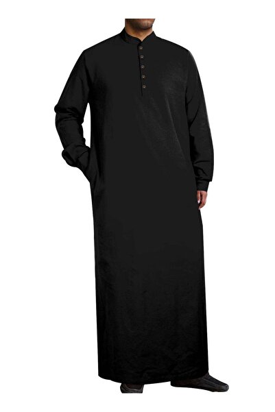 NIBEMINENT Men's Embroidered Mid-Length Muslim Poncho Robe