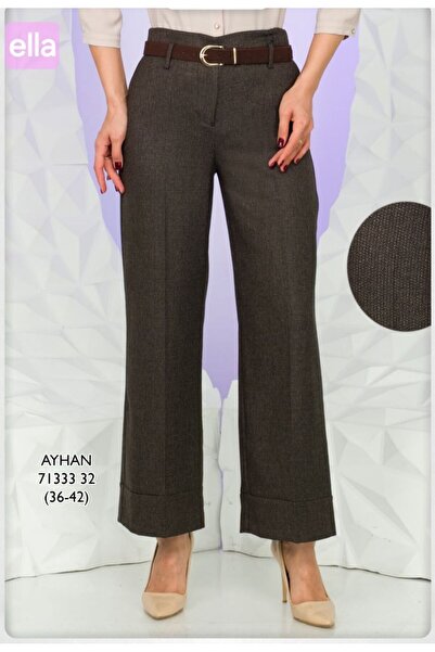 AYHAN Fabric Pants with Belt, Double Leg Appearance, and Side Pockets.