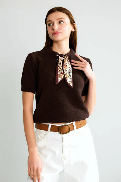 cemo Basic Half-High Neck Short Sleeve Cashmere-Look Knitwear