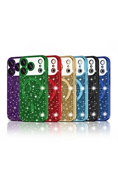 REDz Accessories Glitter Guard Magsafe Case, for iPhone 17 Pro, Shockproof, Glitter and Silicone, Light Blue