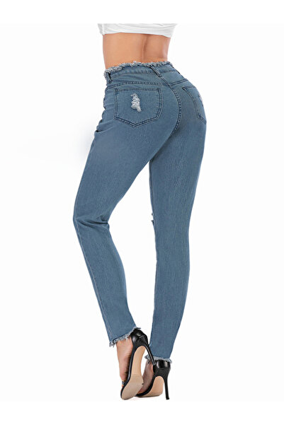 FridayIn Fast fashion Solid color Hollow out Jeans