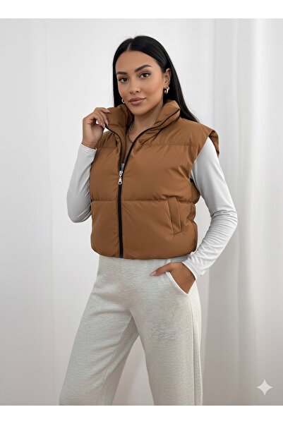 MONAMORE Women's Thick Padded Crop Puffer Vest