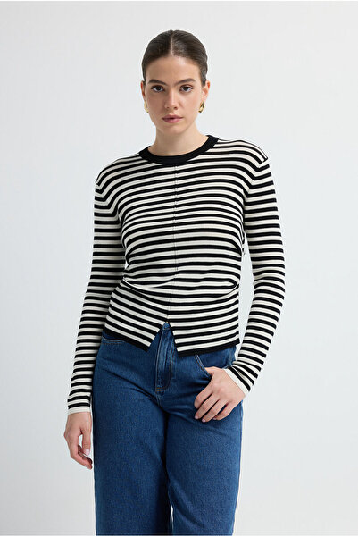 adL Yan Detaylı Yün Triko Bluz