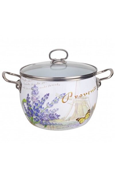 Bohmann oală emailată 2,4 L, 18 cm, capac de sticlă, lavandă