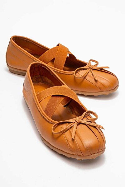 Zeynep Sıradağlı Balerini Polenia pentru femei din piele naturală , culoare bej