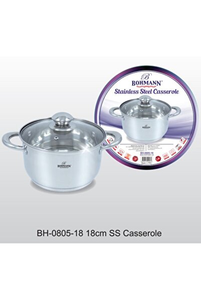 Bohmann stainless steel pot 18cm with glass lid, 2.2L