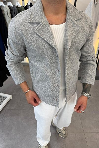 mass plus Slimfit Collared Button Closure Unlined Side Pocket Cashmere Jacket