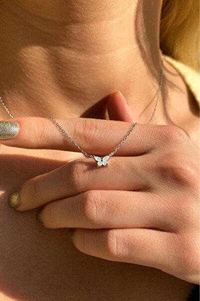 Spossy Silver Jewelry 925 Ayar Gümüş, Silver, Minimal Kelebek Kolye