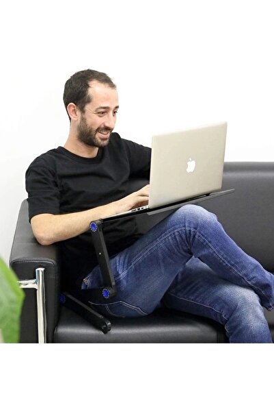 zola Multifunctional laptop stand, mouse holder, adjustable, cooler, black