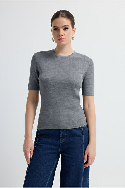 adL Düğme Detaylı Yün Triko Bluz