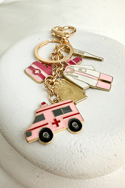 Modex Μπρελόκ με αξεσουάρ τσάντας με θέμα την υγεία του ασθενοφόρου χρυσοκίτρινου χρώματος