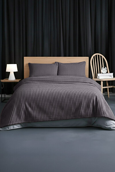 Merinos Modern Line 3 Parça Battaniye Seti - Füme