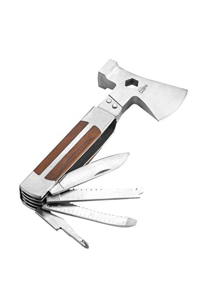 NEO Multifunctional 11-in-1 Survival Pocket Knife, wooden handle,