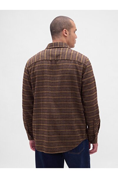 GAP Erkek Kahverengi Organik Pamuk Relaxed Flannel Gömlek