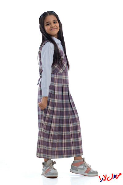 maryool lara Purple checkered apron, four-button model