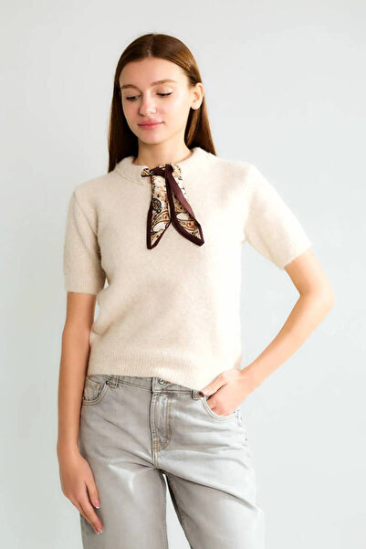 cemo Basic Half-High Neck Short Sleeve Cashmere-Look Knitwear