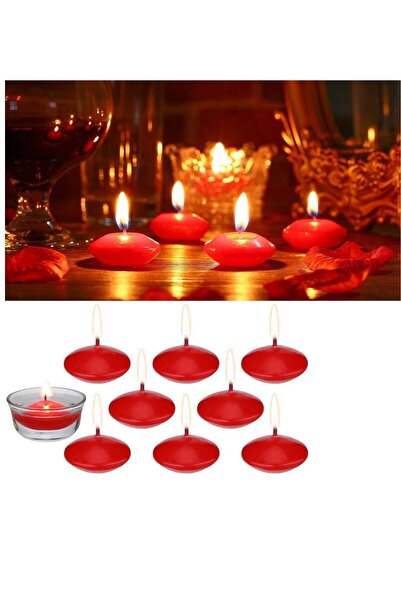 Generic RR BRAND 9 Pieces 1.5 Inch Unscented Floating Tealight Candles (Red)