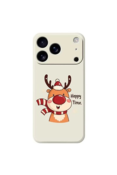 REDz Accessories Christmas Reindeer Case, Happy time, For iPhone 17 Pro, Camera protection, Silicone, Cream