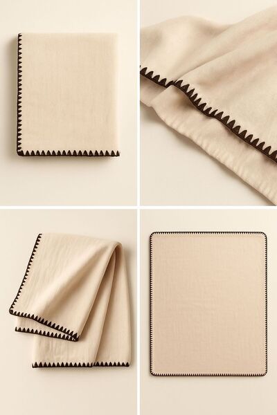 EFU BABY Edge-Embroidered 100% Cotton Double Layer Muslin Baby Cover & Blanket 90X90