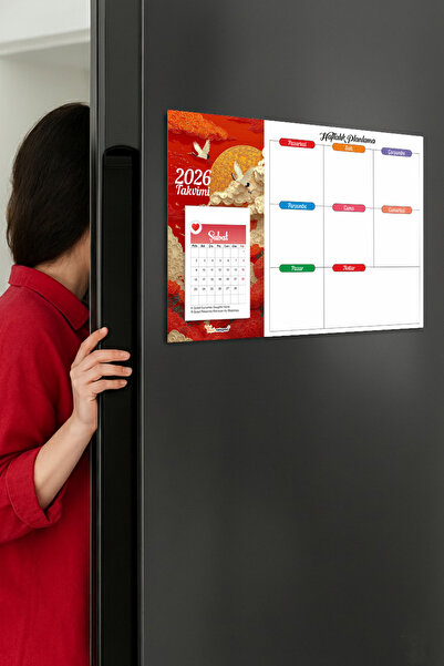 Tieni 2026 Takvimli | Buzdolabı Magnetli Haftalık Planlayıcı | Silinebilir Mıknatıslı Yazı Tahtası |Kd1118