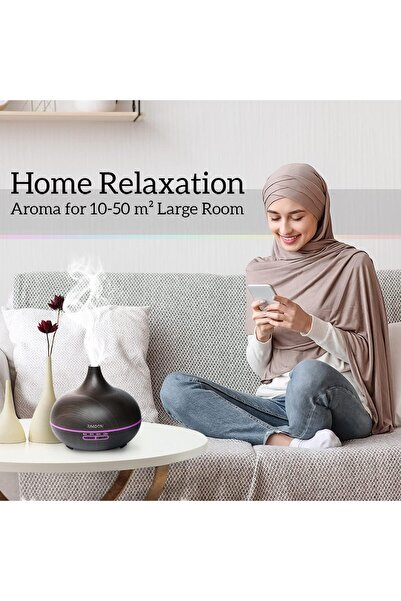 Rakoon Home and Life Rakoon Essential Oil Diffuser, 550ml, 4 Timers, 15 LED Modes, Auto-Off, Dark Wood Grain