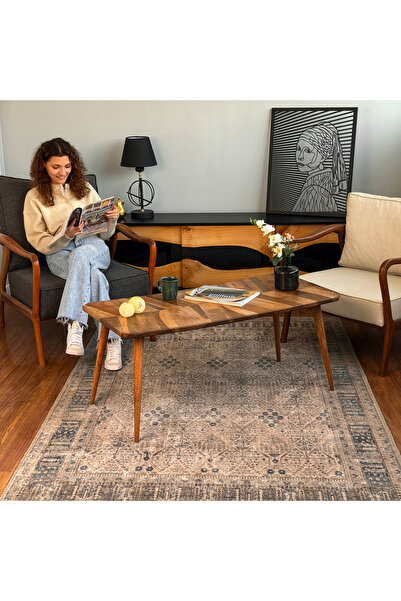 vornom Balık Sırtı Model Ahşap Orta Sehpa - Oturma Odası Ev Dekorasyonu