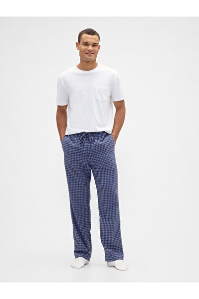 GAP Erkek Mavi Relaxed Flannel Pijama Altı