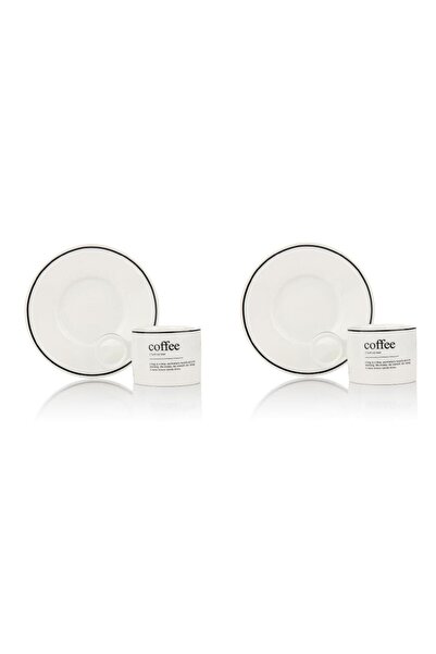 Altabi Porcelain Turkish Coffee Set for 2 People – Coffee Written on It |   100 ml